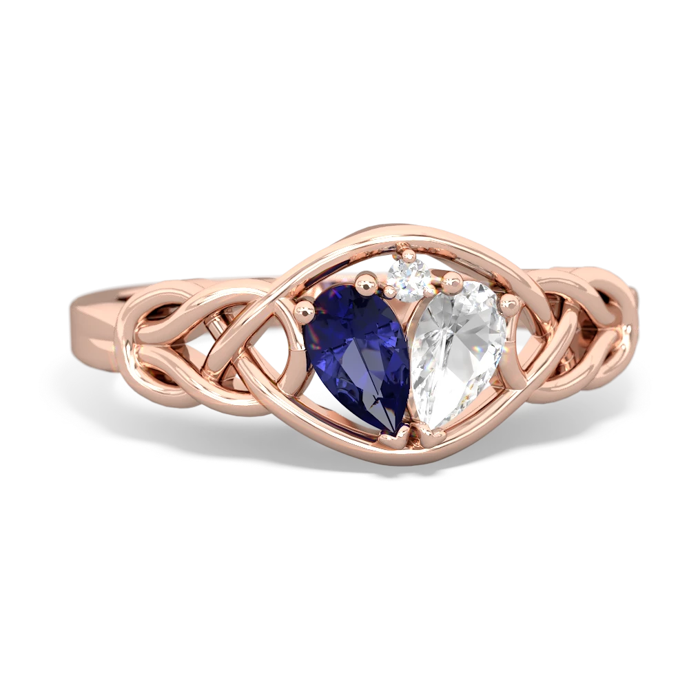 Lab Sapphire Celtic Love Knot 14K Rose Gold ring R5420