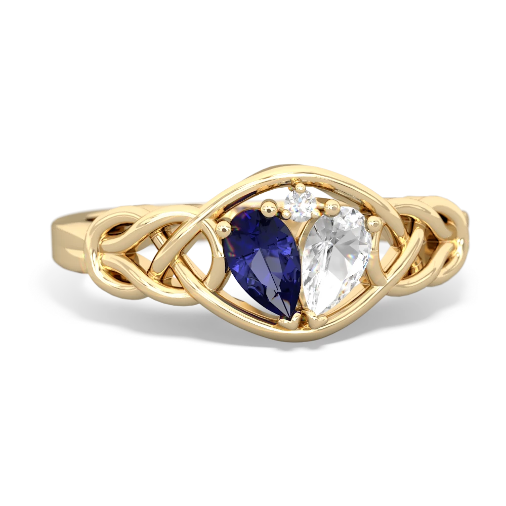 Lab Sapphire Celtic Love Knot 14K Yellow Gold ring R5420