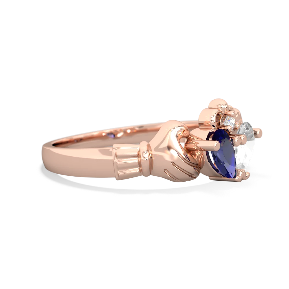 Lab Sapphire 'Our Heart' Claddagh 14K Rose Gold ring R2388