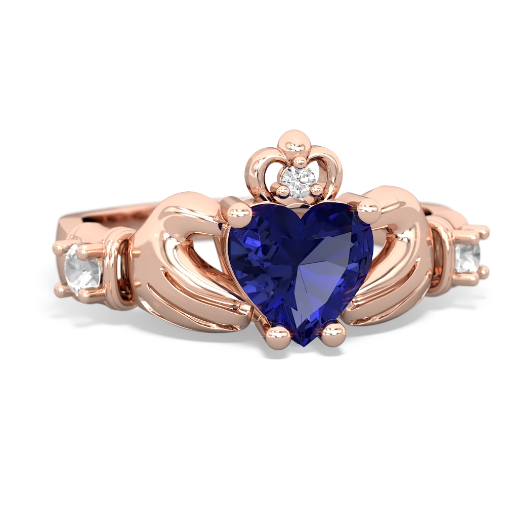 Lab Sapphire Claddagh Keepsake 14K Rose Gold ring R5245