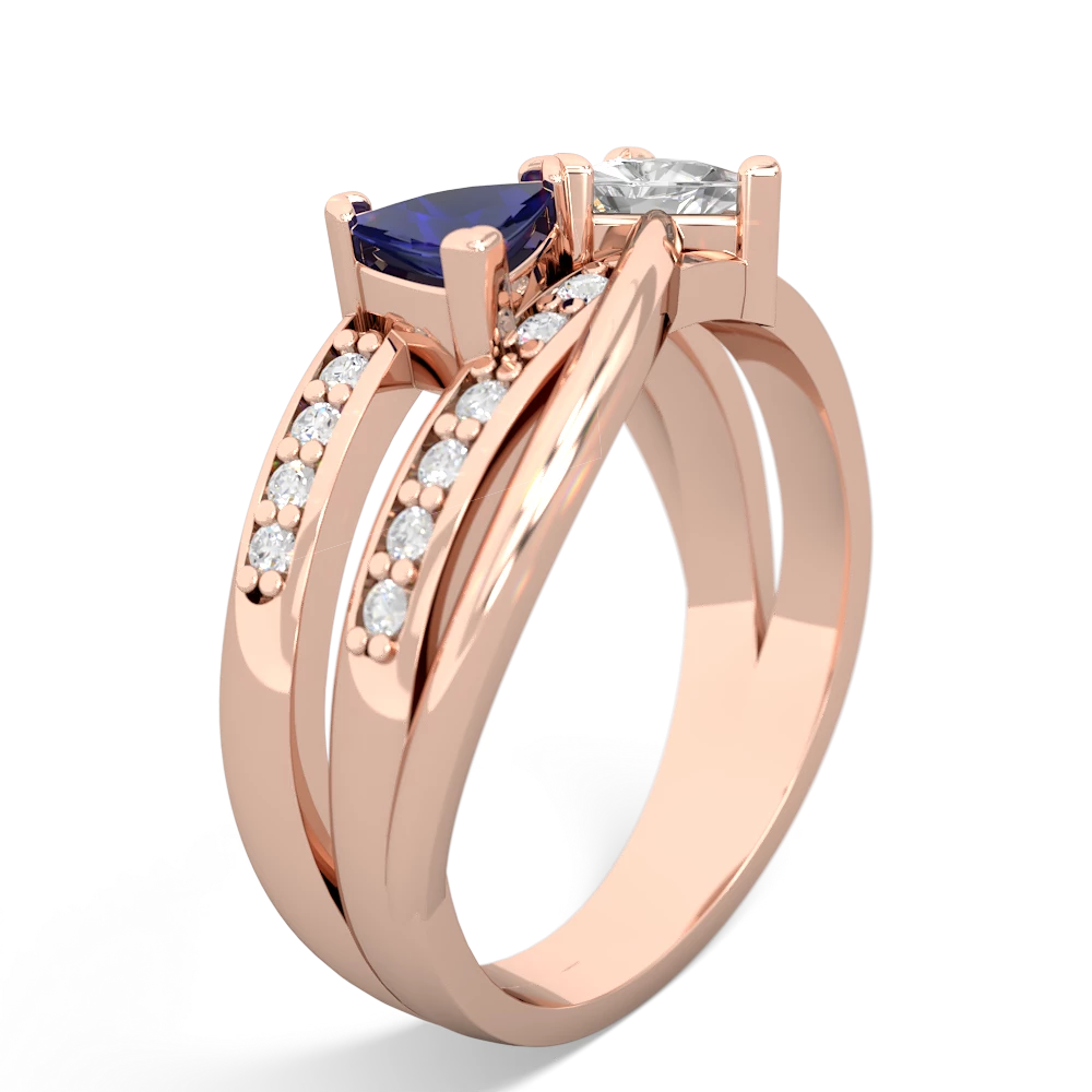 Lab Sapphire Bowtie 14K Rose Gold ring R2360