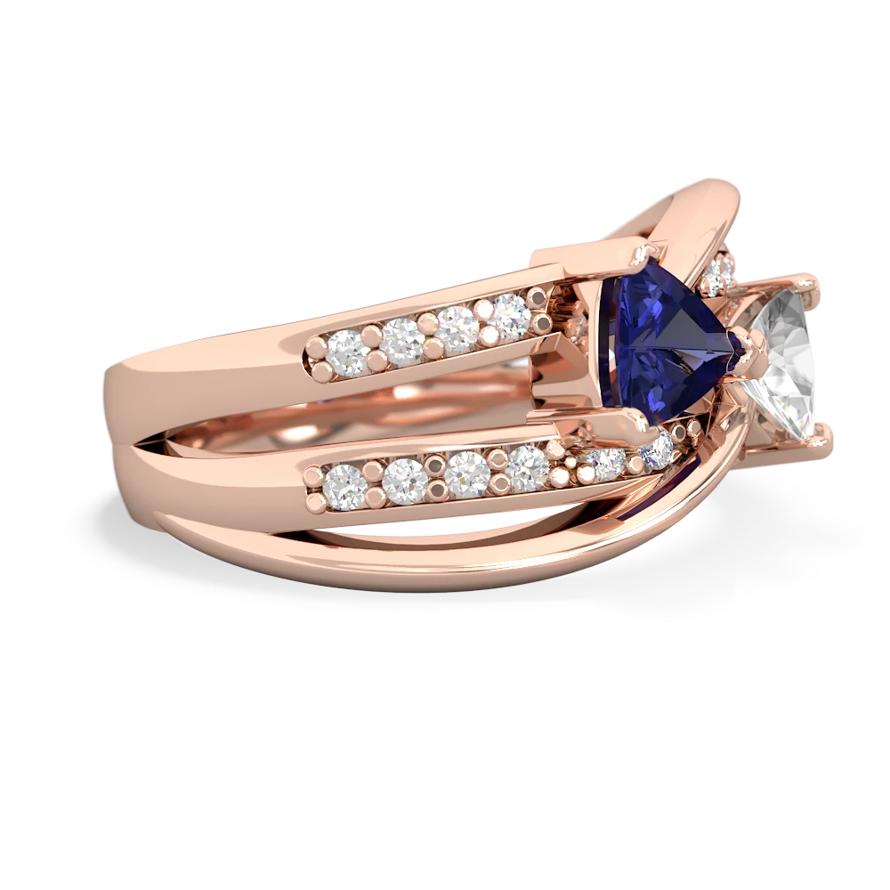 Lab Sapphire Bowtie 14K Rose Gold ring R2360