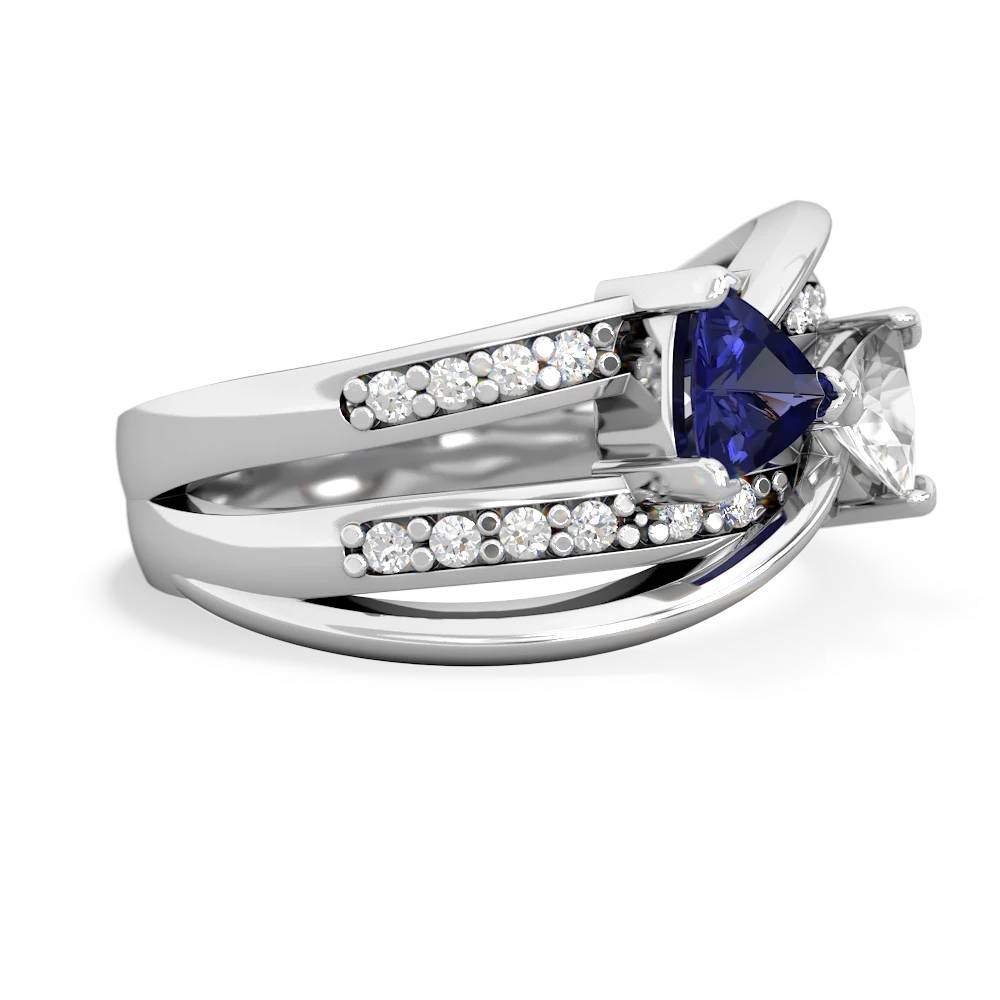 Lab Sapphire Bowtie 14K White Gold ring R2360