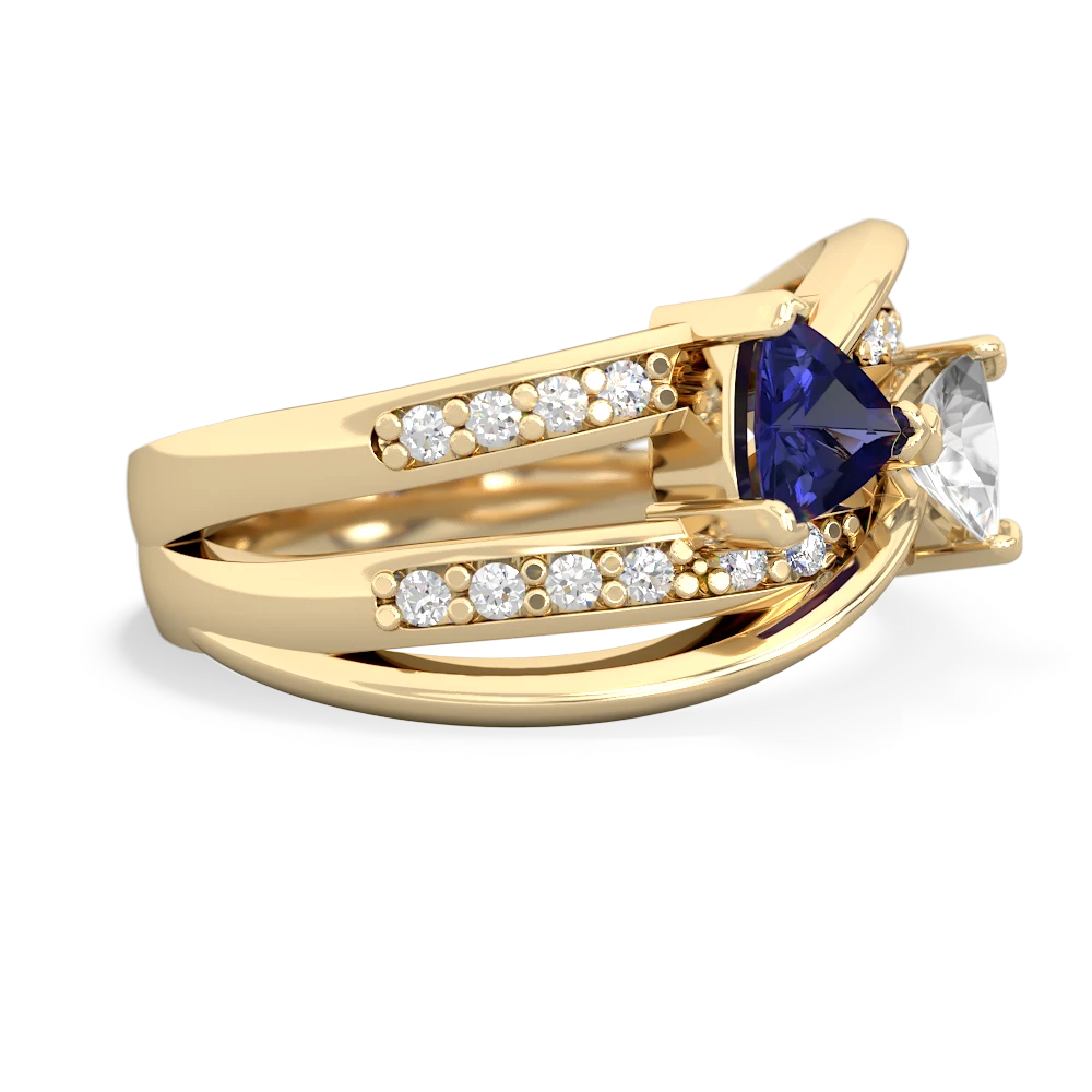 Lab Sapphire Bowtie 14K Yellow Gold ring R2360