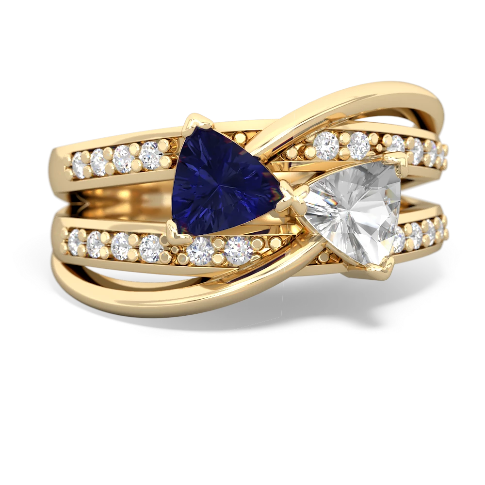 Lab Sapphire Bowtie 14K Yellow Gold ring R2360