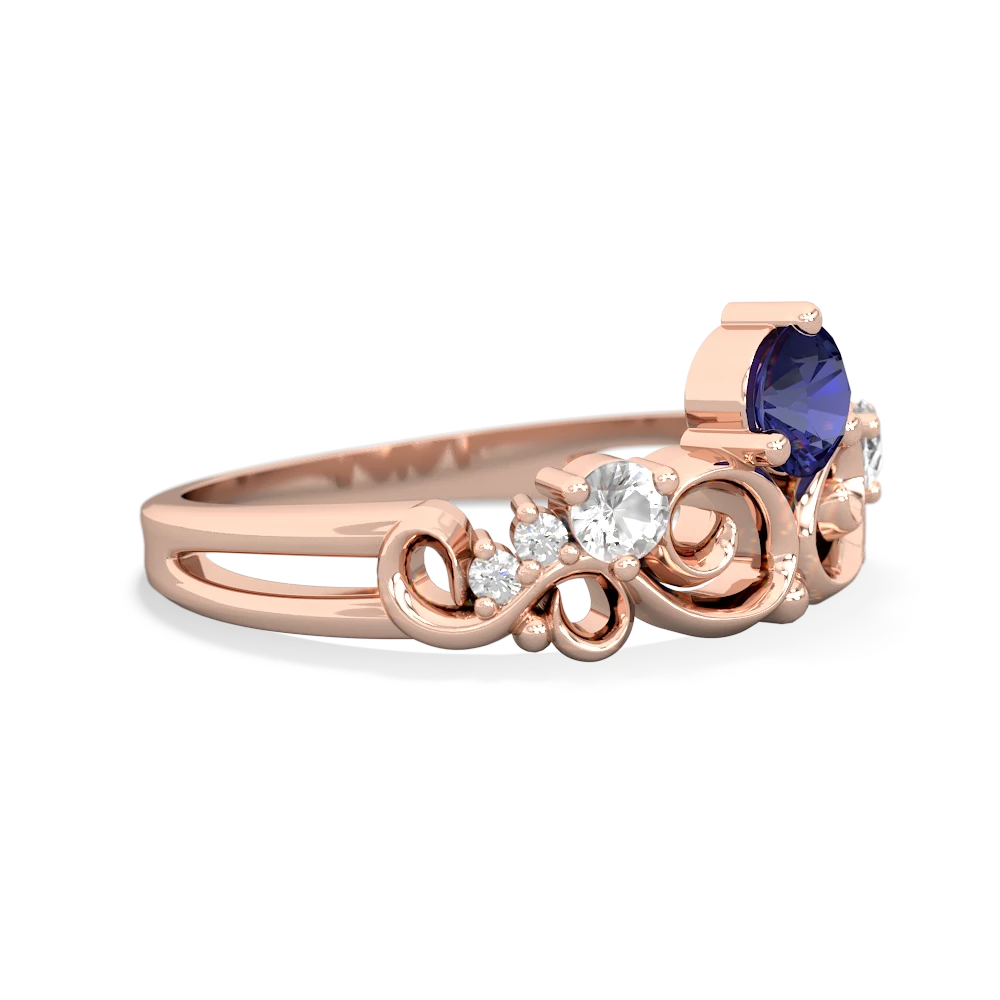 Lab Sapphire Crown Keepsake 14K Rose Gold ring R5740