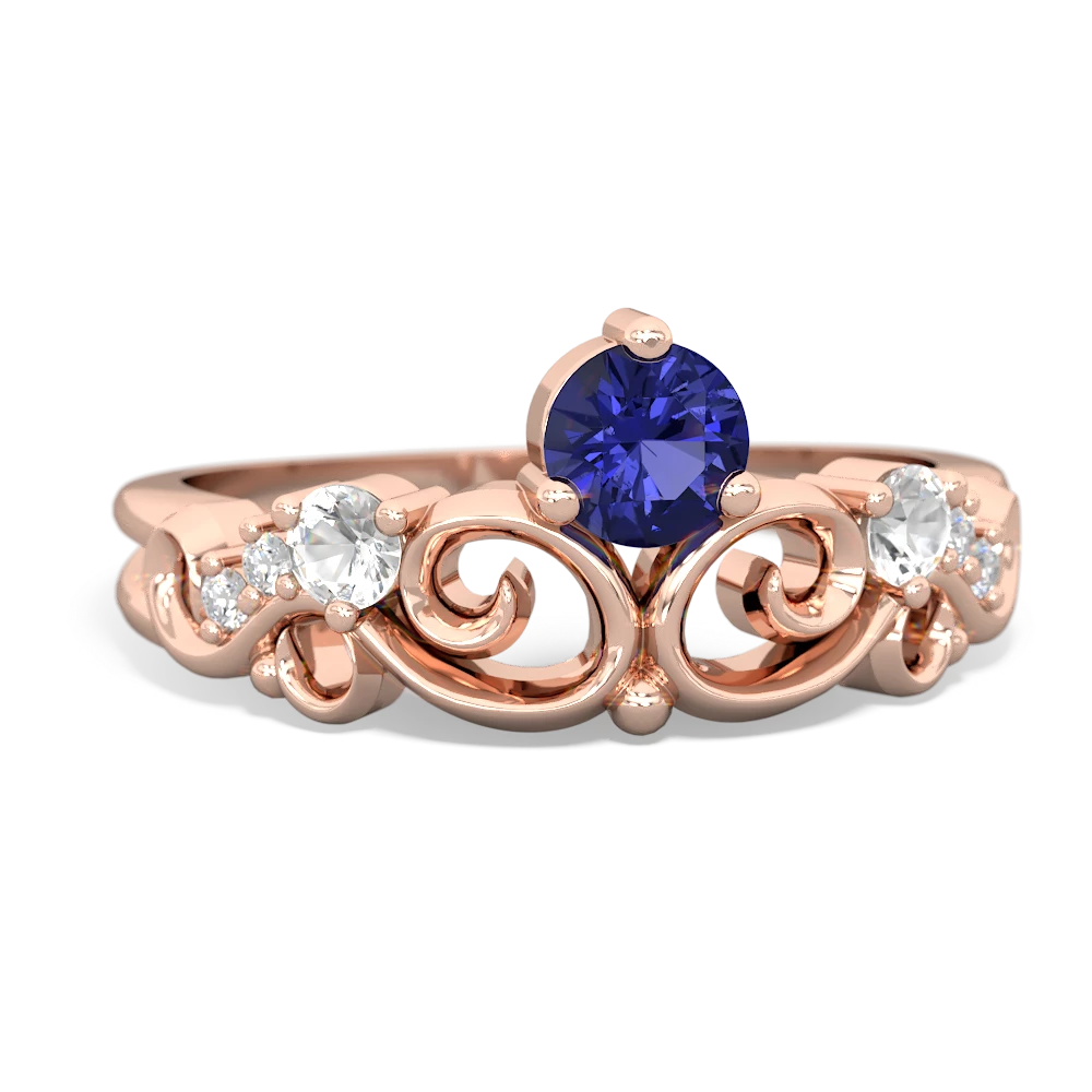 Lab Sapphire Crown Keepsake 14K Rose Gold ring R5740