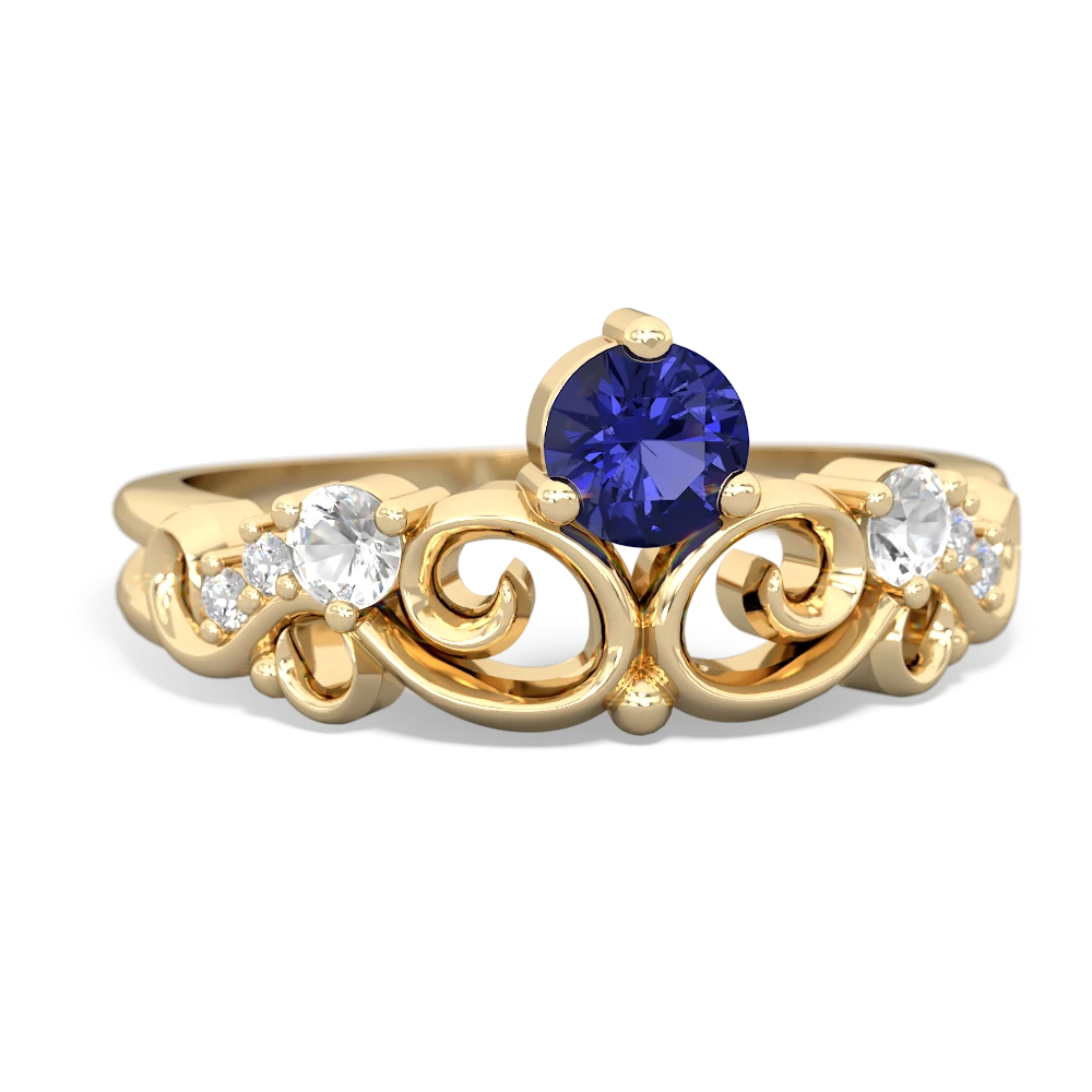 Lab Sapphire Crown Keepsake 14K Yellow Gold ring R5740