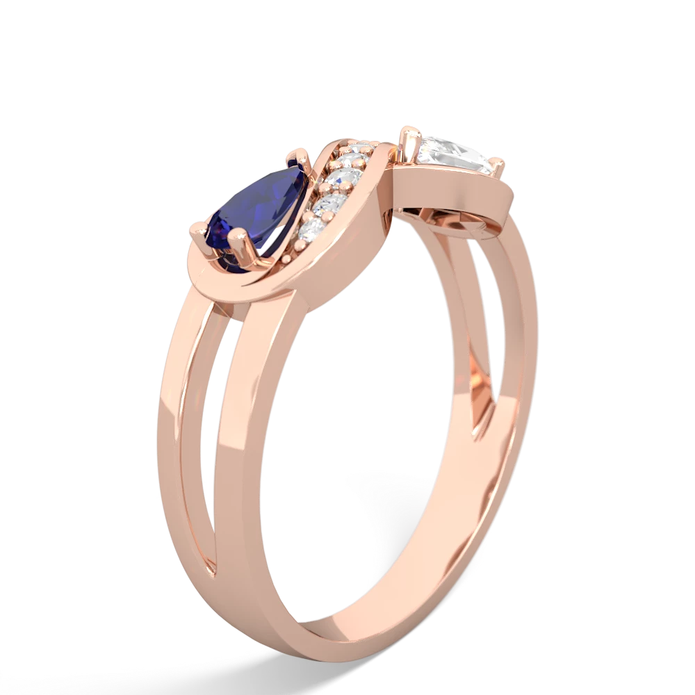 Lab Sapphire Diamond Infinity 14K Rose Gold ring R5390