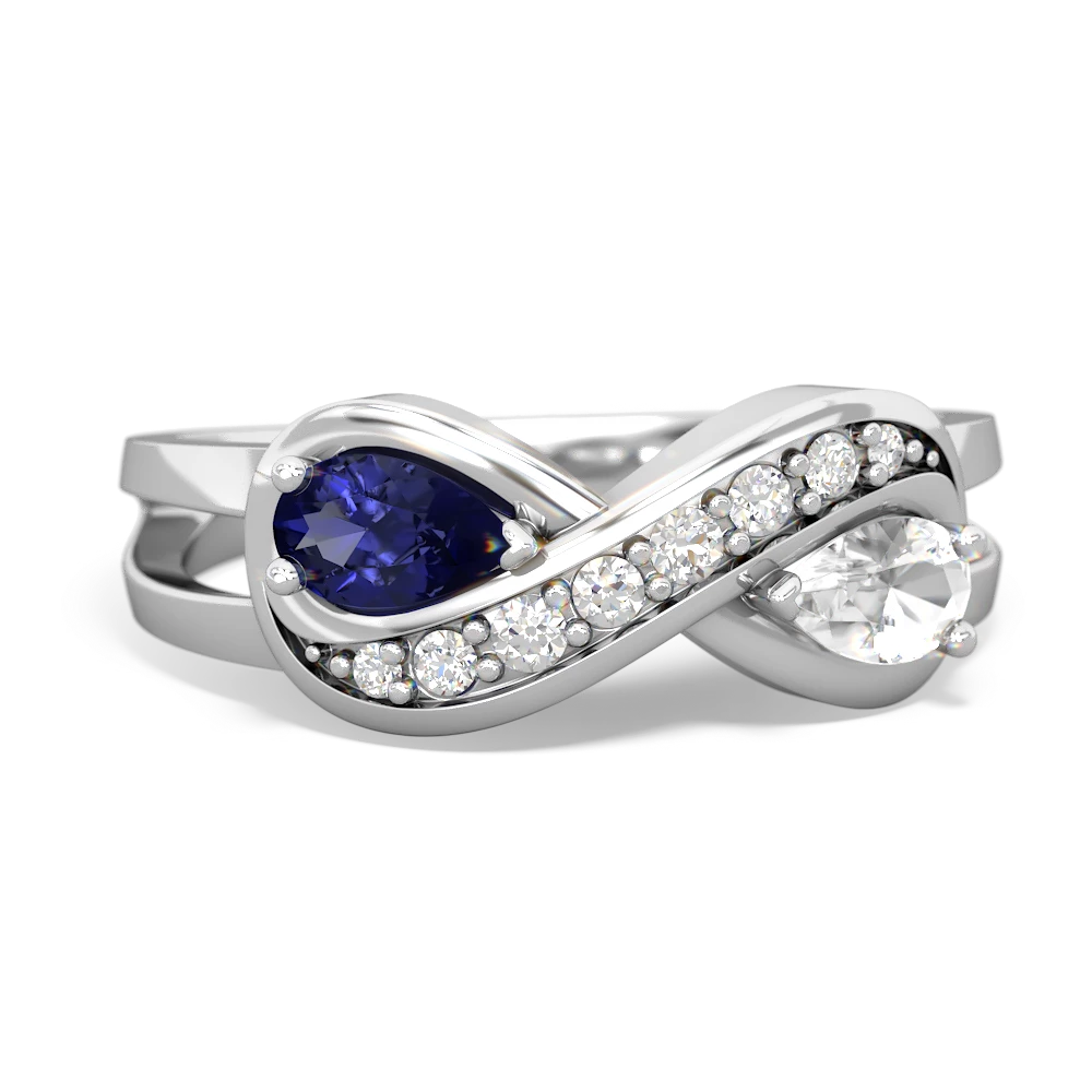 Lab Sapphire Diamond Infinity 14K White Gold ring R5390