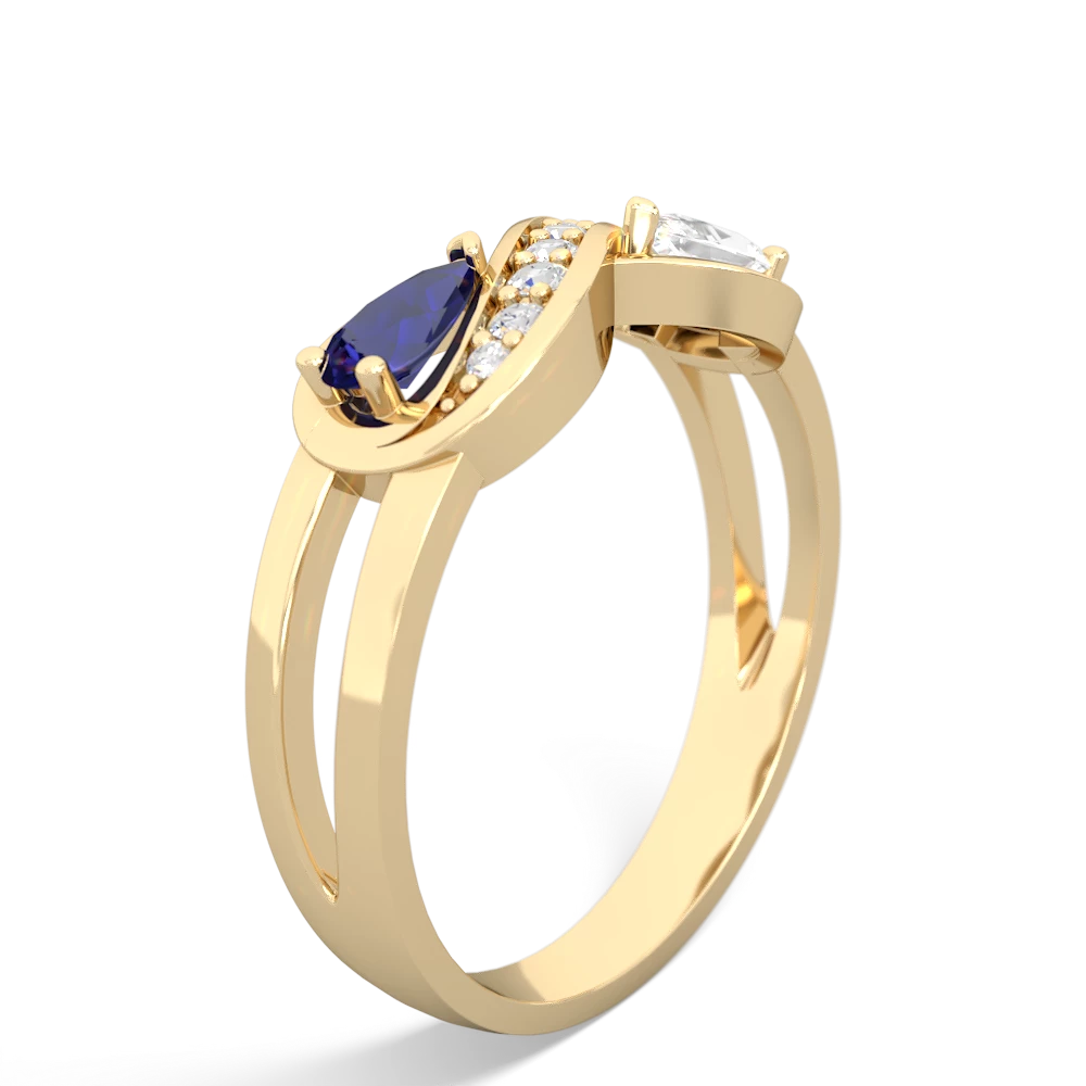 Lab Sapphire Diamond Infinity 14K Yellow Gold ring R5390