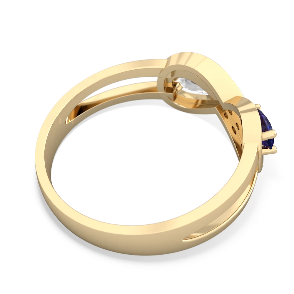 Lab Sapphire Diamond Infinity 14K Yellow Gold ring R5390