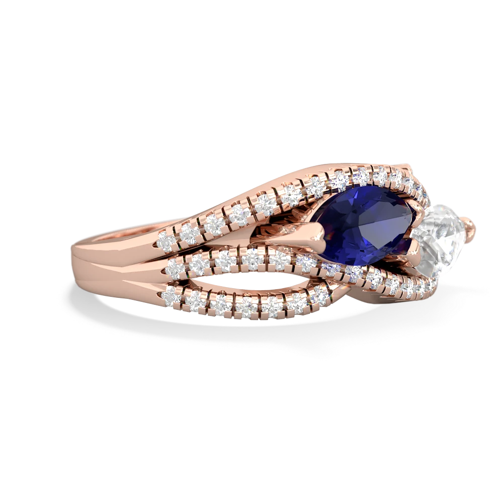 Lab Sapphire Diamond Rivers 14K Rose Gold ring R3070