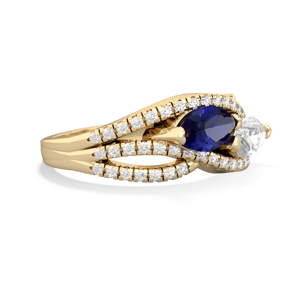 Lab Sapphire Diamond Rivers 14K Yellow Gold ring R3070