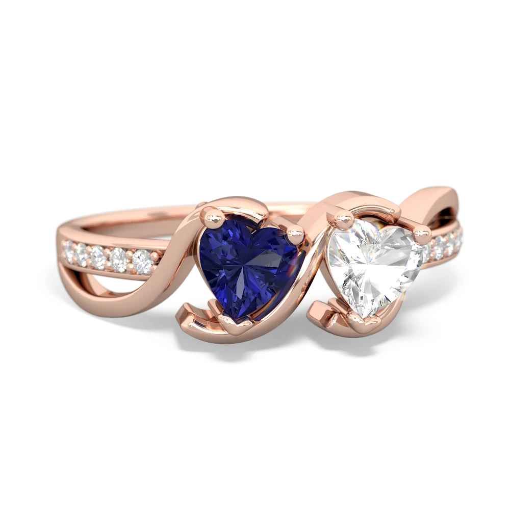 Lab Sapphire Side By Side 14K Rose Gold ring R3090