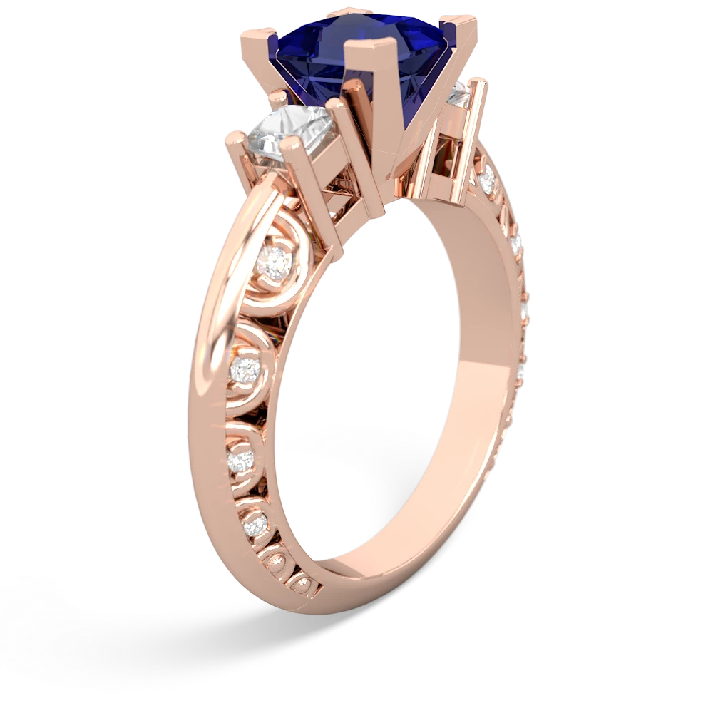 Lab Sapphire Eternal Embrace Engagement 14K Rose Gold ring C2001