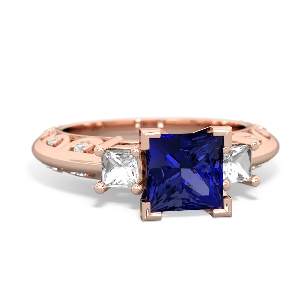 Lab Sapphire Eternal Embrace Engagement 14K Rose Gold ring C2001