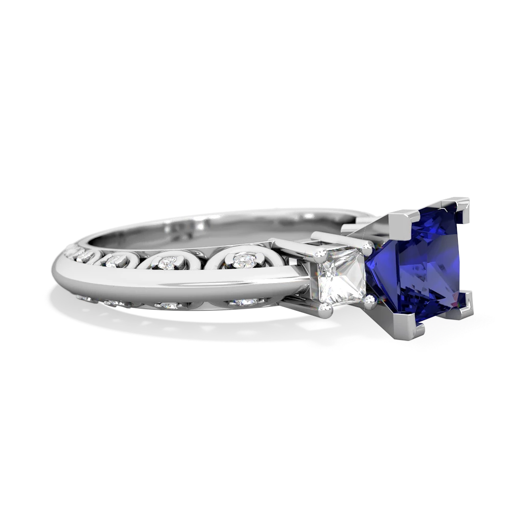 Lab Sapphire Eternal Embrace Engagement 14K White Gold ring C2001