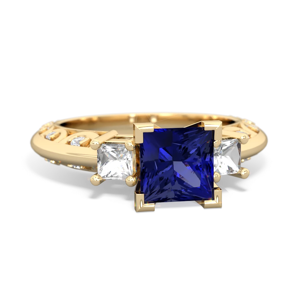 Lab Sapphire Eternal Embrace Engagement 14K Yellow Gold ring C2001