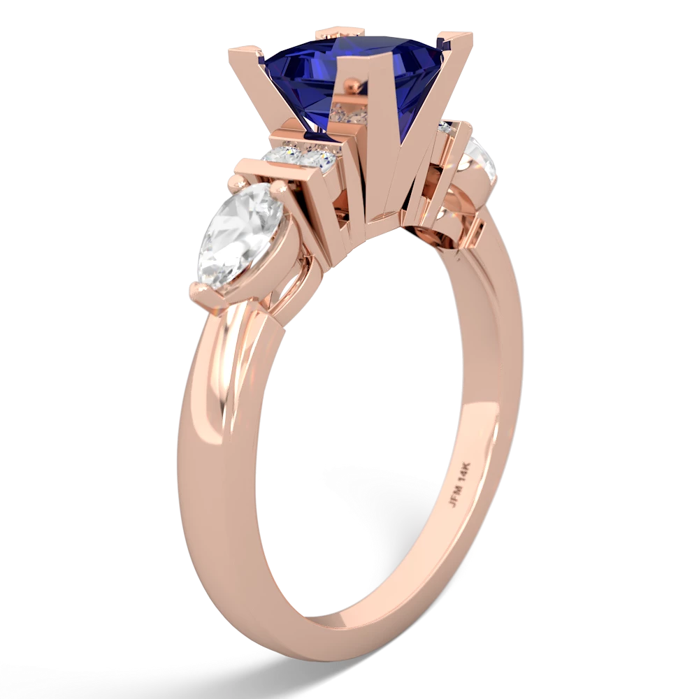 Lab Sapphire 6Mm Princess Eternal Embrace Engagement 14K Rose Gold ring C2002