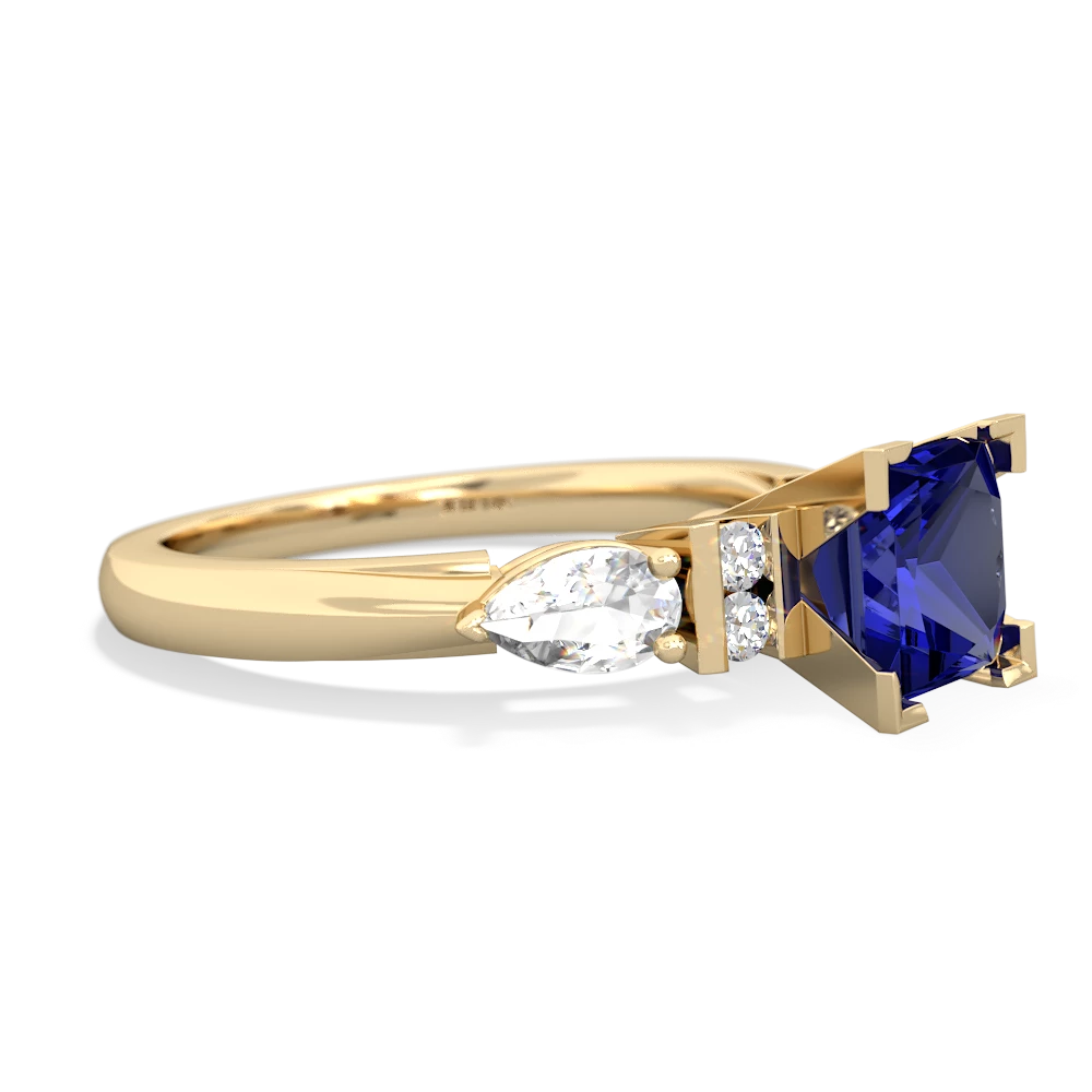 Lab Sapphire 6Mm Princess Eternal Embrace Engagement 14K Yellow Gold ring C2002