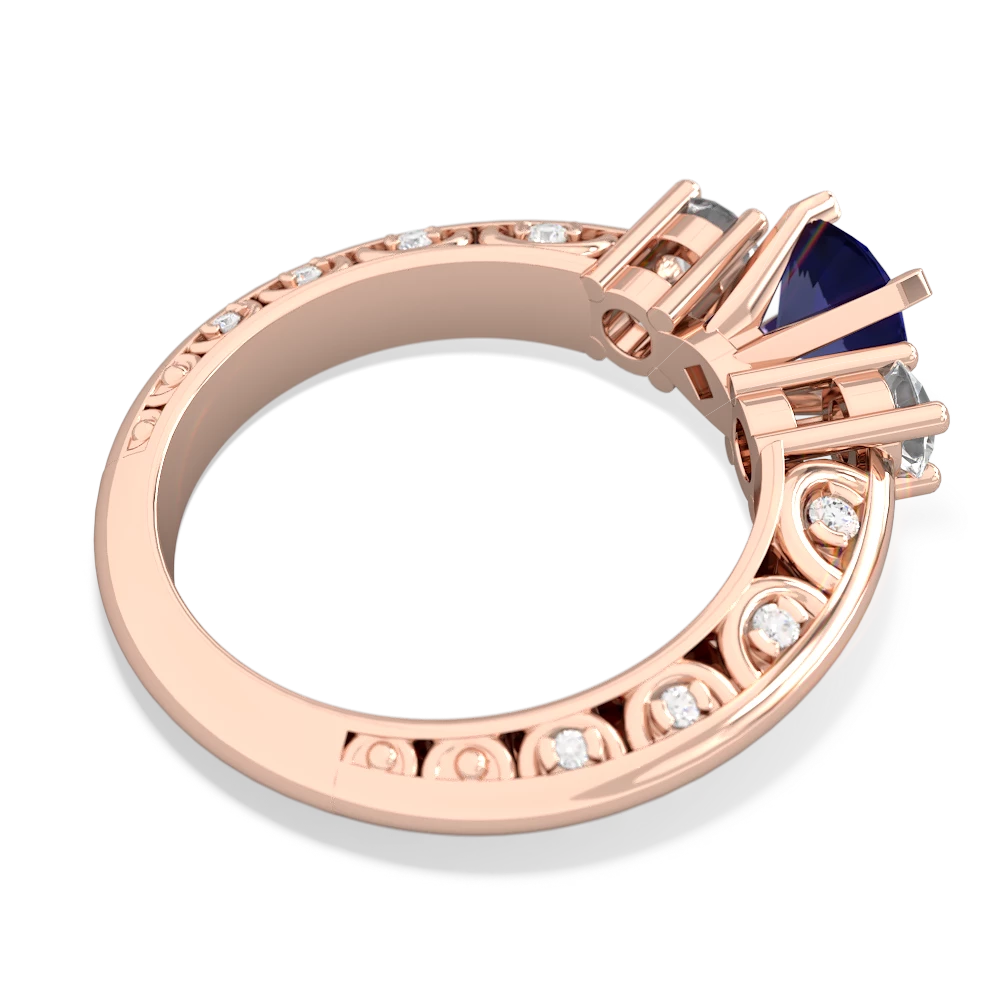 Lab Sapphire Art Deco Eternal Embrace Engagement 14K Rose Gold ring C2003