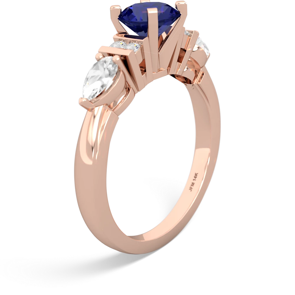 Lab Sapphire 6Mm Round Eternal Embrace Engagement 14K Rose Gold ring R2005