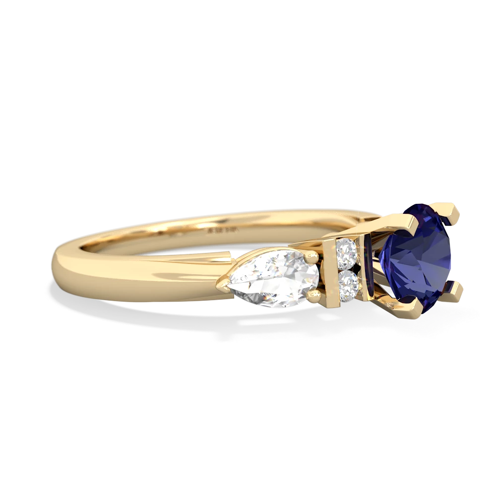 Lab Sapphire 6Mm Round Eternal Embrace Engagement 14K Yellow Gold ring R2005