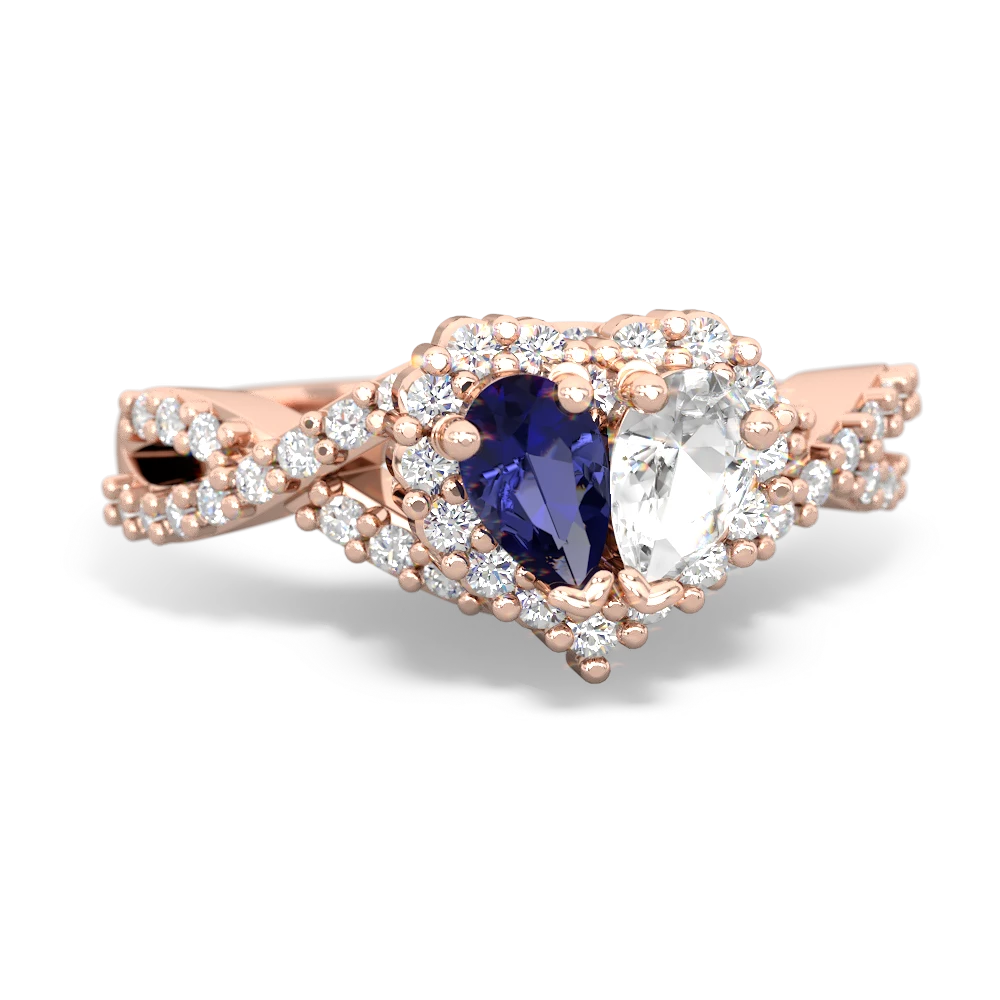 Lab Sapphire Diamond Twist 'One Heart' 14K Rose Gold ring R2640HRT