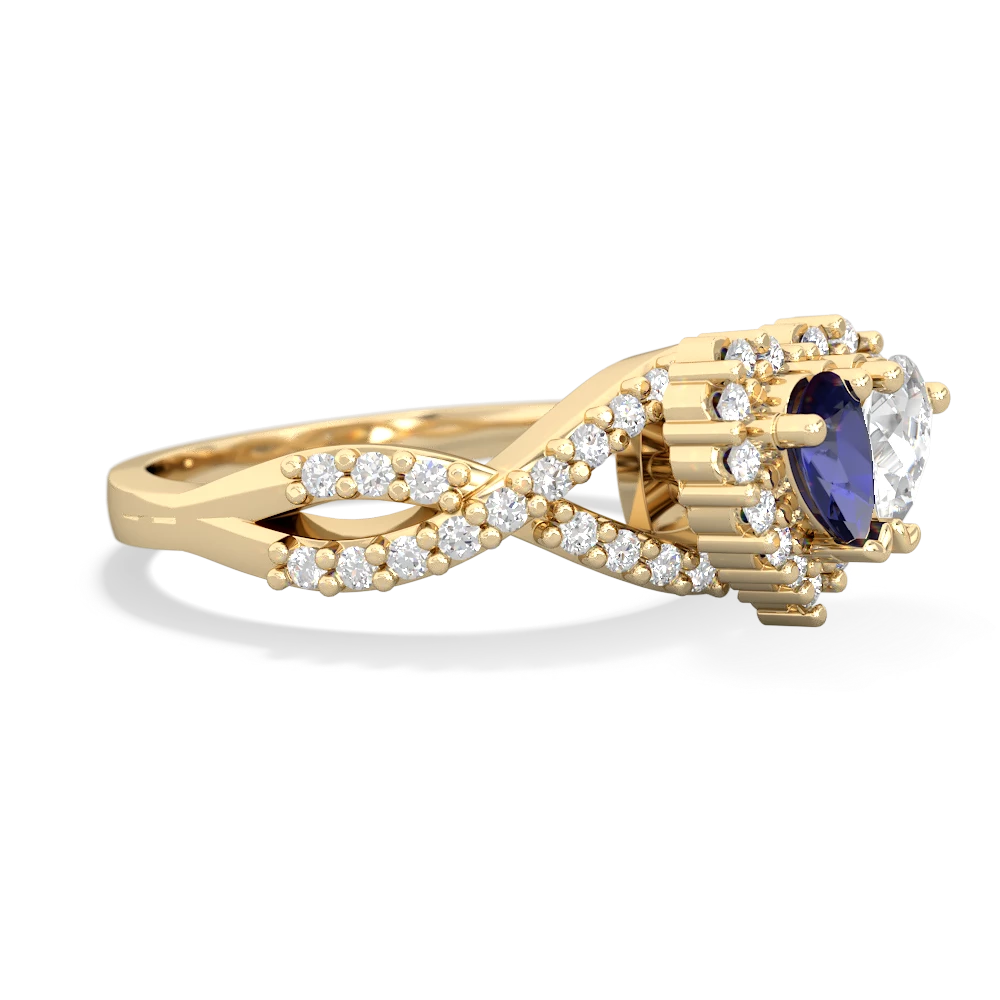 Lab Sapphire Diamond Twist 'One Heart' 14K Yellow Gold ring R2640HRT