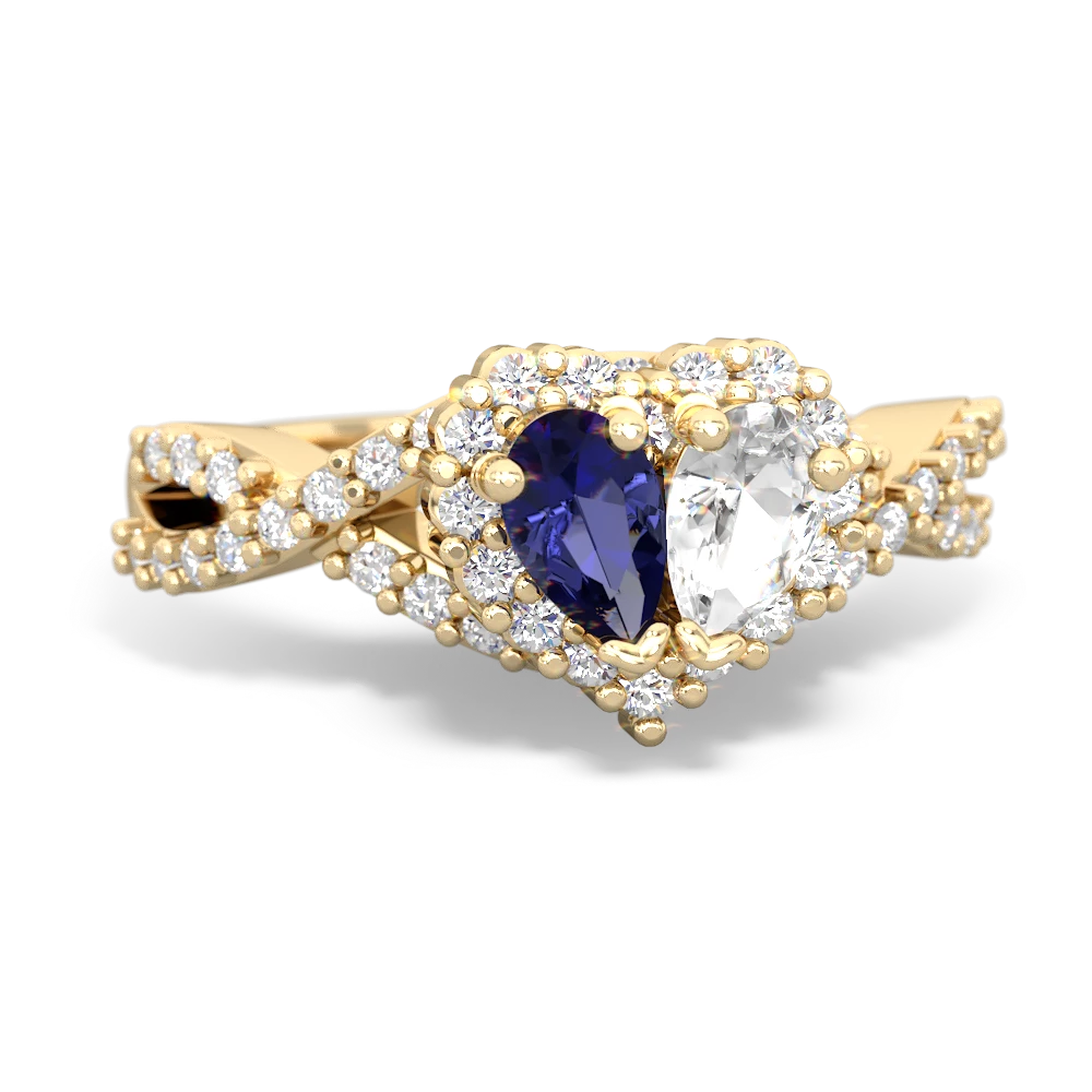 Lab Sapphire Diamond Twist 'One Heart' 14K Yellow Gold ring R2640HRT