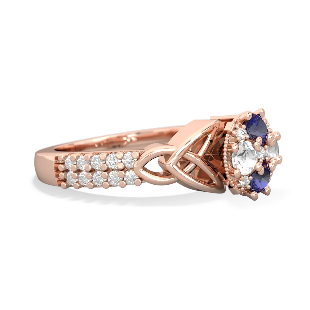 Lab Sapphire Celtic Knot Cluster Engagement 14K Rose Gold ring R26443RD