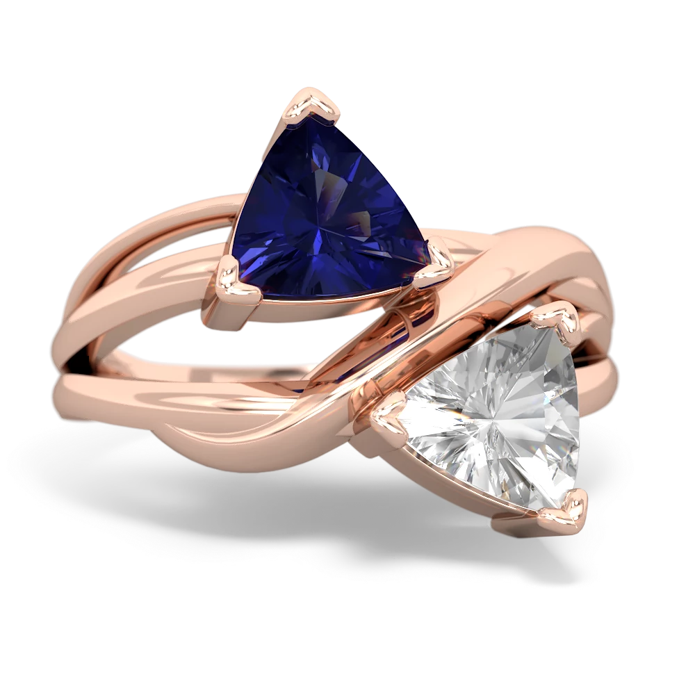 Lab Sapphire Split Band Swirl 14K Rose Gold ring R2341