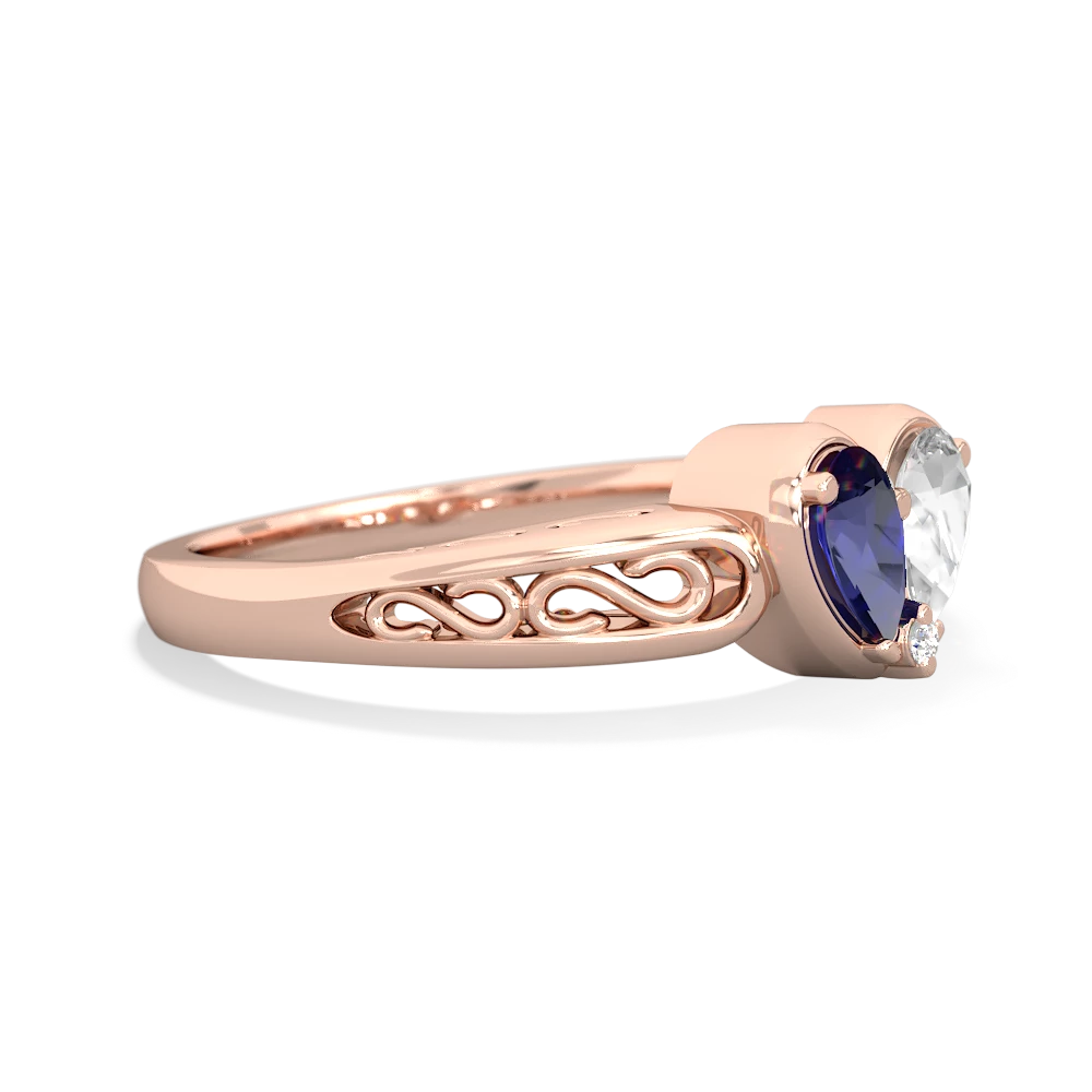 Lab Sapphire Filligree 'One Heart' 14K Rose Gold ring R5070