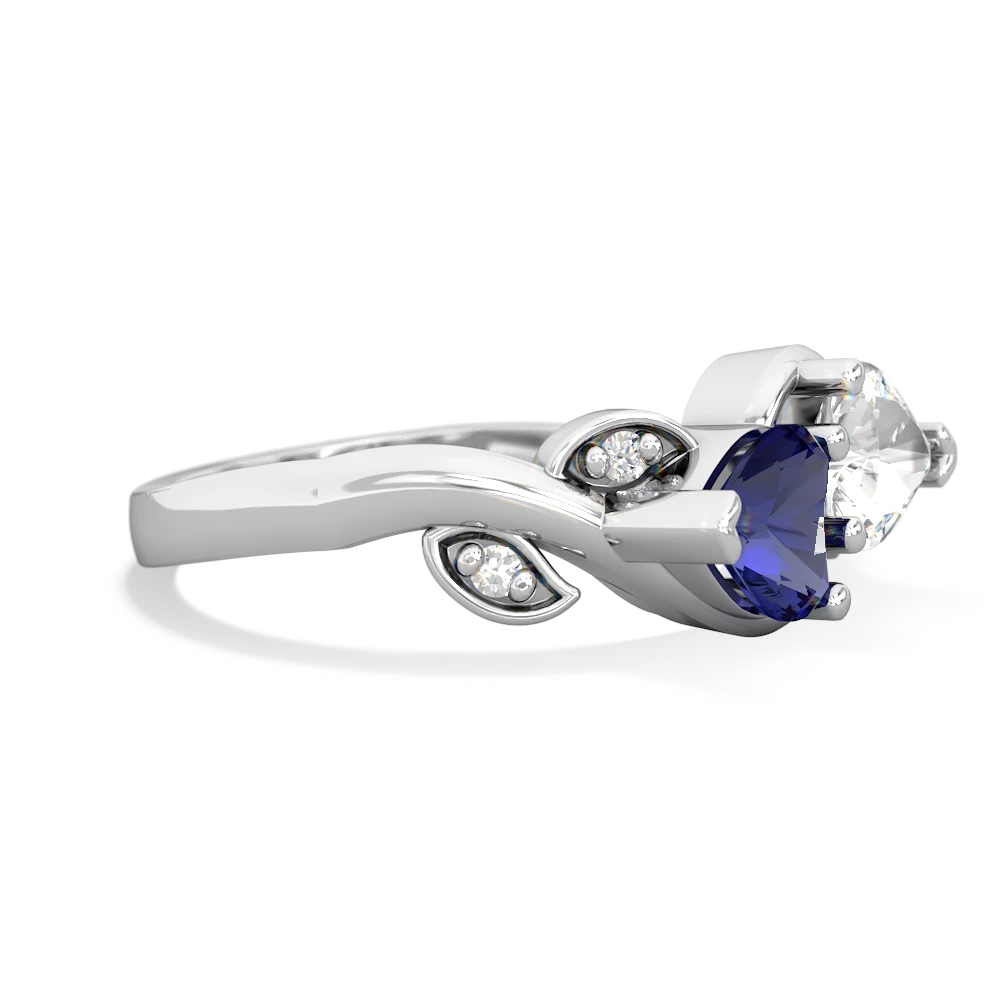 Lab Sapphire Floral Elegance 14K White Gold ring R5790