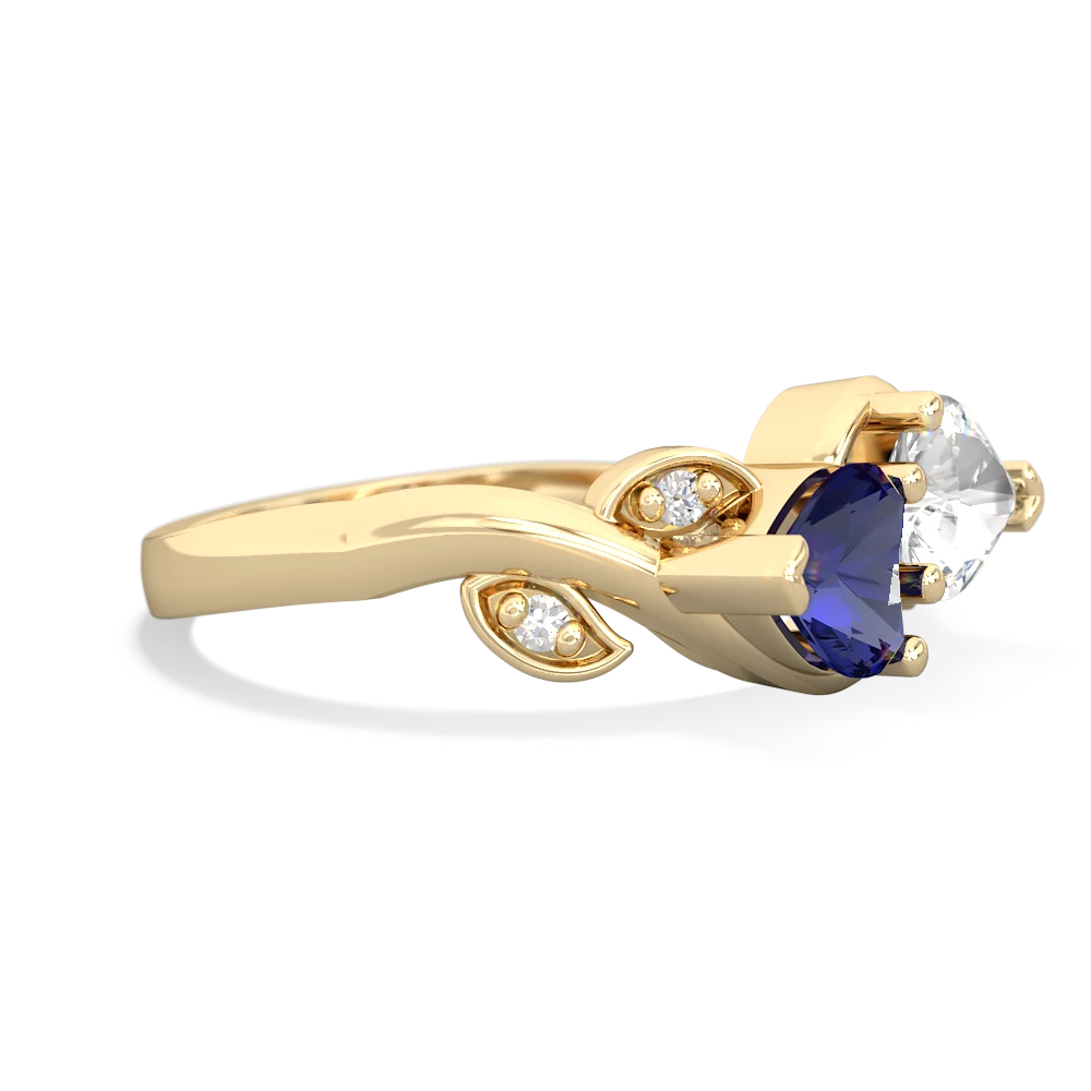 Lab Sapphire Floral Elegance 14K Yellow Gold ring R5790