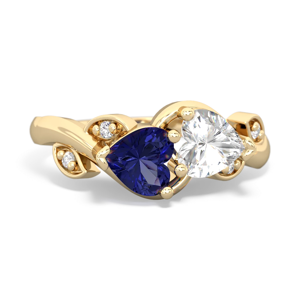 Lab Sapphire Floral Elegance 14K Yellow Gold ring R5790