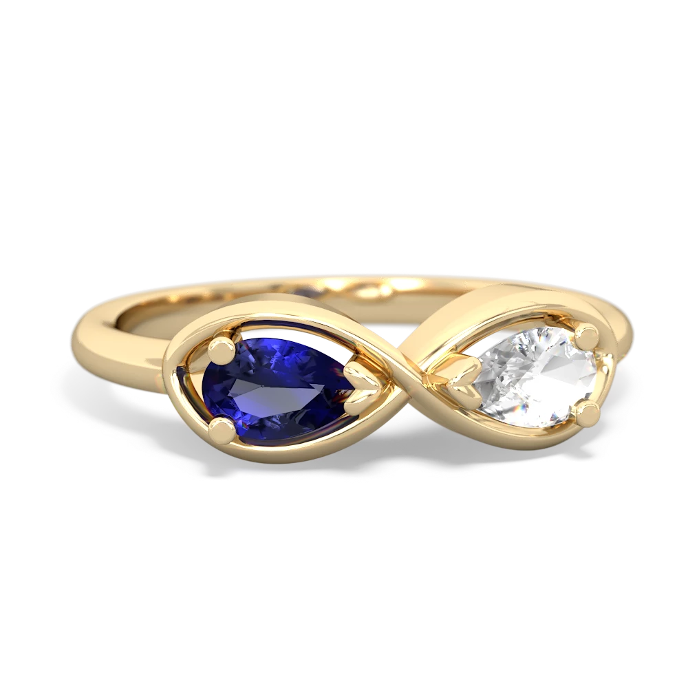 Lab Sapphire Infinity 14K Yellow Gold ring R5050