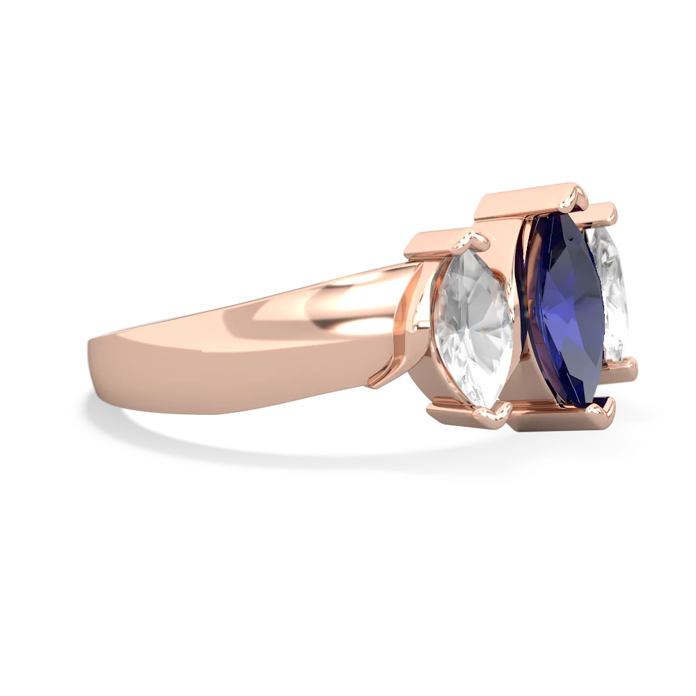 Lab Sapphire Three Peeks 14K Rose Gold ring R2433