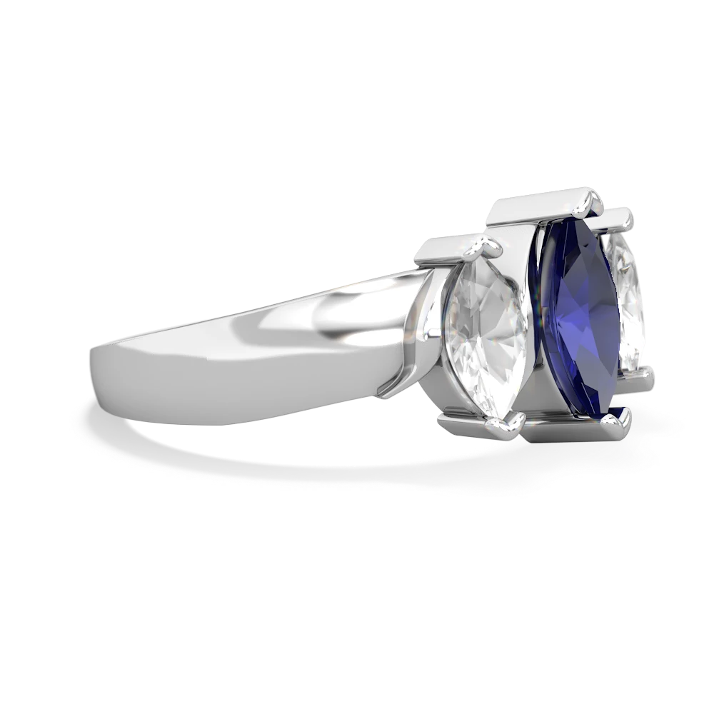 Lab Sapphire Three Peeks 14K White Gold ring R2433