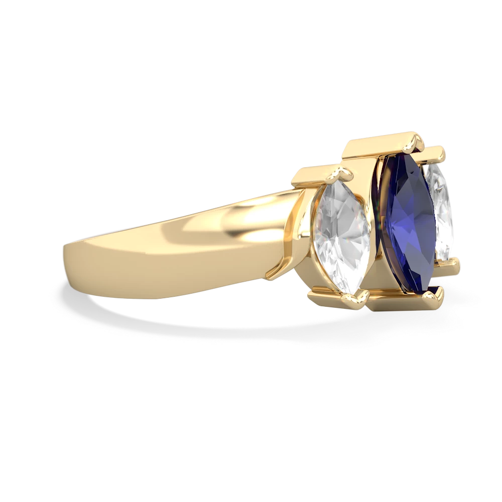 Lab Sapphire Three Peeks 14K Yellow Gold ring R2433