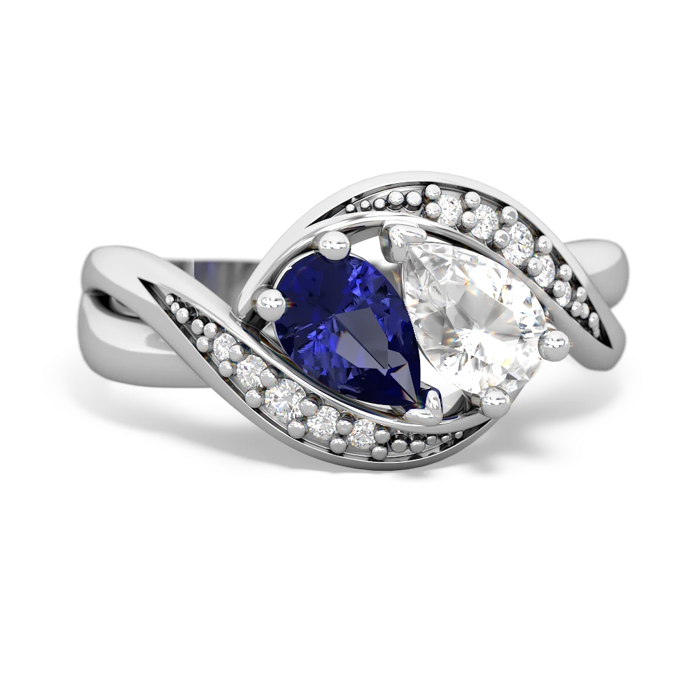 Lab Sapphire Summer Winds 14K White Gold ring R5342