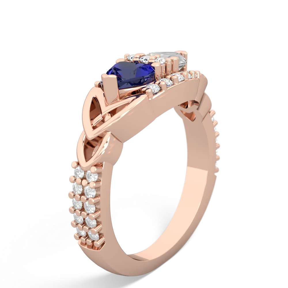 Lab Sapphire Sparkling Celtic Knot 14K Rose Gold ring R2645