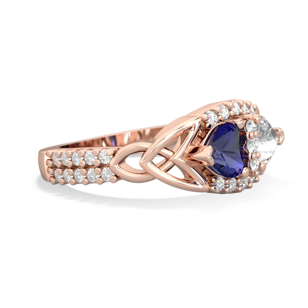 Lab Sapphire Sparkling Celtic Knot 14K Rose Gold ring R2645