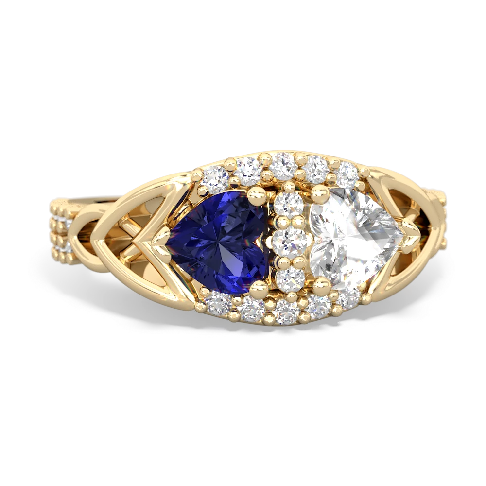 Lab Sapphire Sparkling Celtic Knot 14K Yellow Gold ring R2645