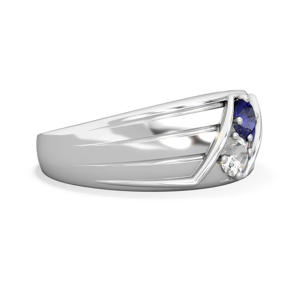 Lab Sapphire Men's Streamline 14K White Gold ring R0460