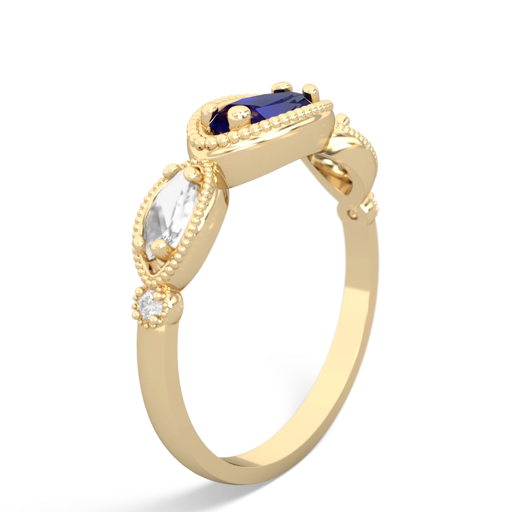 Lab Sapphire Milgrain Marquise 14K Yellow Gold ring R5700