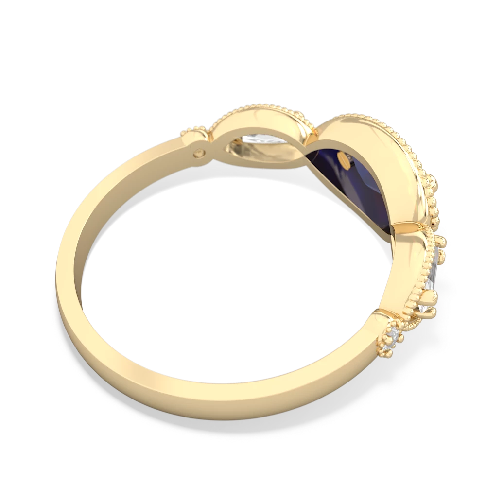 Lab Sapphire Milgrain Marquise 14K Yellow Gold ring R5700