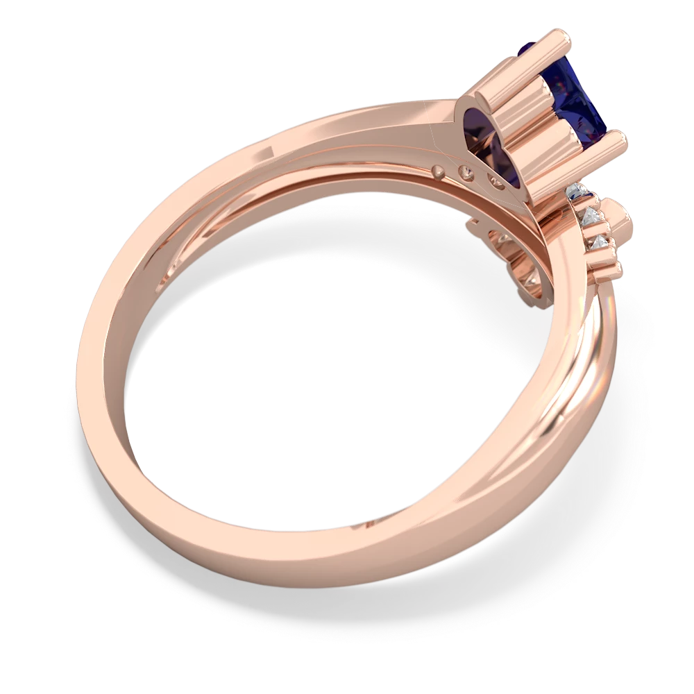 Lab Sapphire Heart To Heart 14K Rose Gold ring R2064