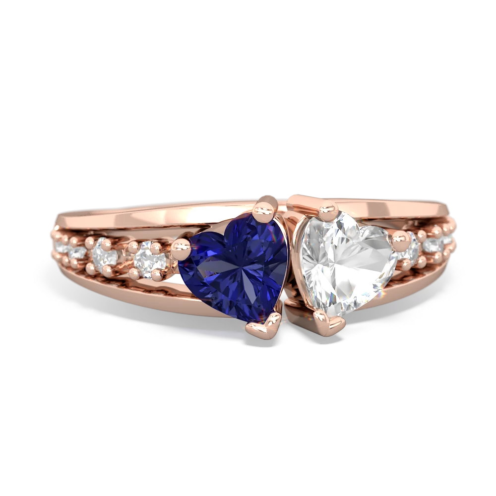 Lab Sapphire Heart To Heart 14K Rose Gold ring R3342